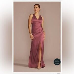 David’s Bridal Chianti Stretch Charmeuse Crisscross Back Dress